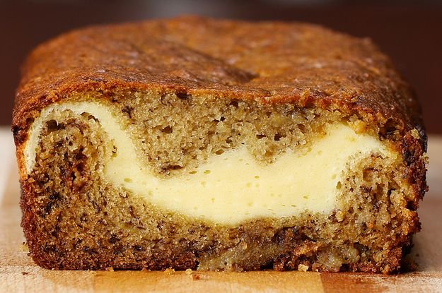 Cheesecake Stuffed Banana Bread